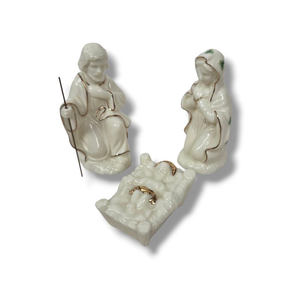 Vintage Lefton Nativity Holy Family Joseph Mary Jesus Shamrock Clover 10806 1996